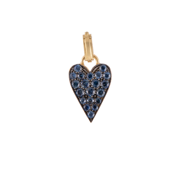 18k yellow gold denim blue sapphire small heart pendant by Sylva & Cie Tiny Gods