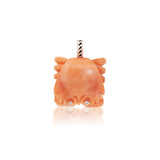 18k rose gold medium carved coral orange crab with diamonds pendant charm by Dezso Tiny Gods