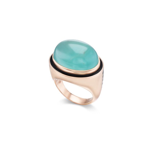 dezso Sara Beltran oval cabochon rose gold aqua phrase ring tiny gods