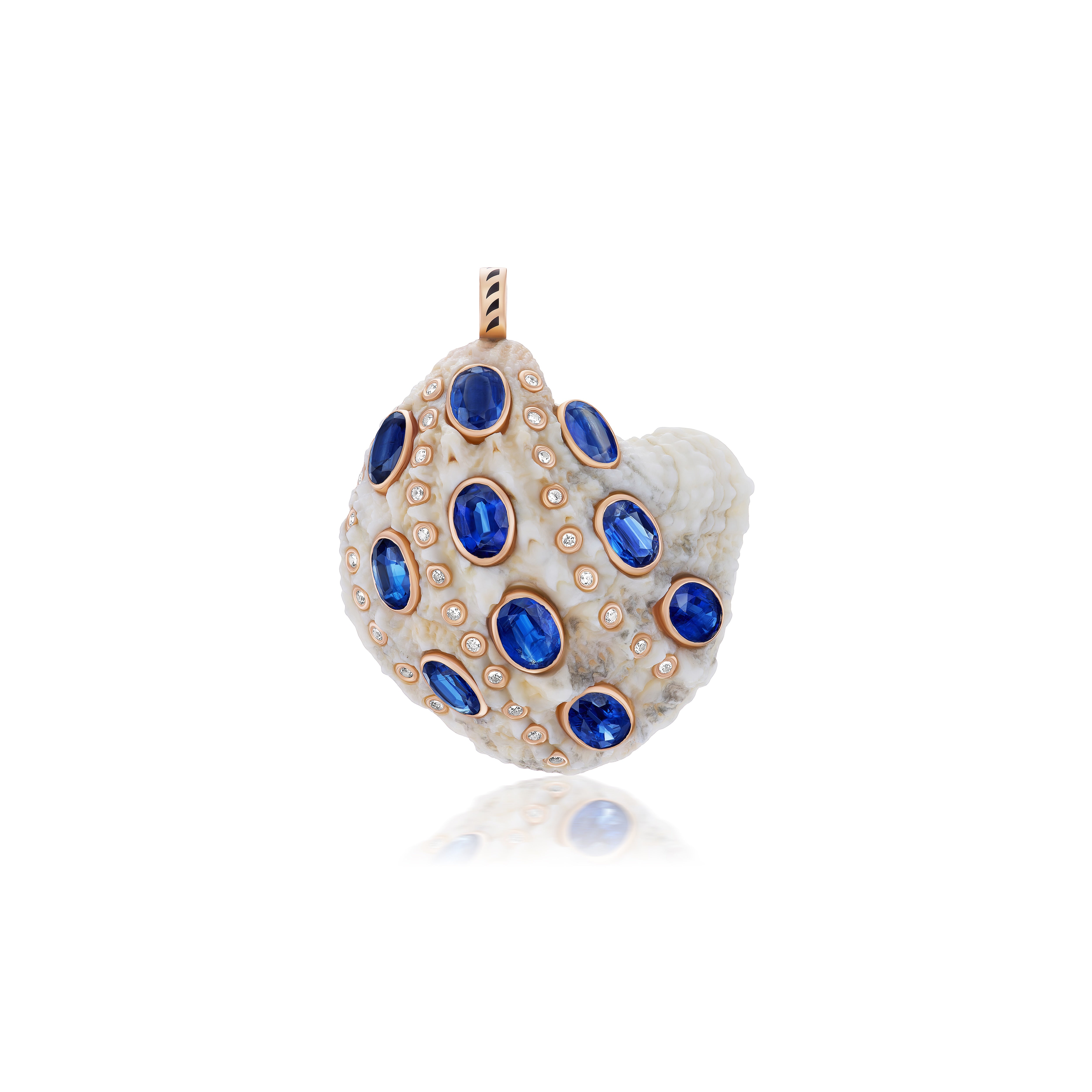 dezso white shell diamond kyanite charm shell pendant tiny gods 