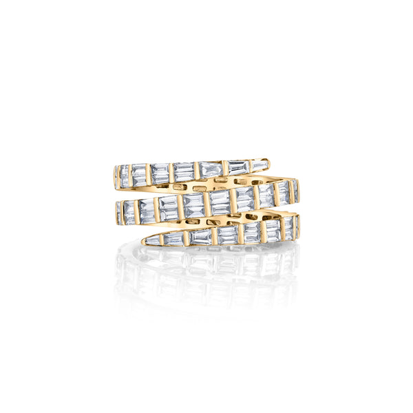 18k yellow gold baguette diamond coil ring by Anita Ko Tiny Gods