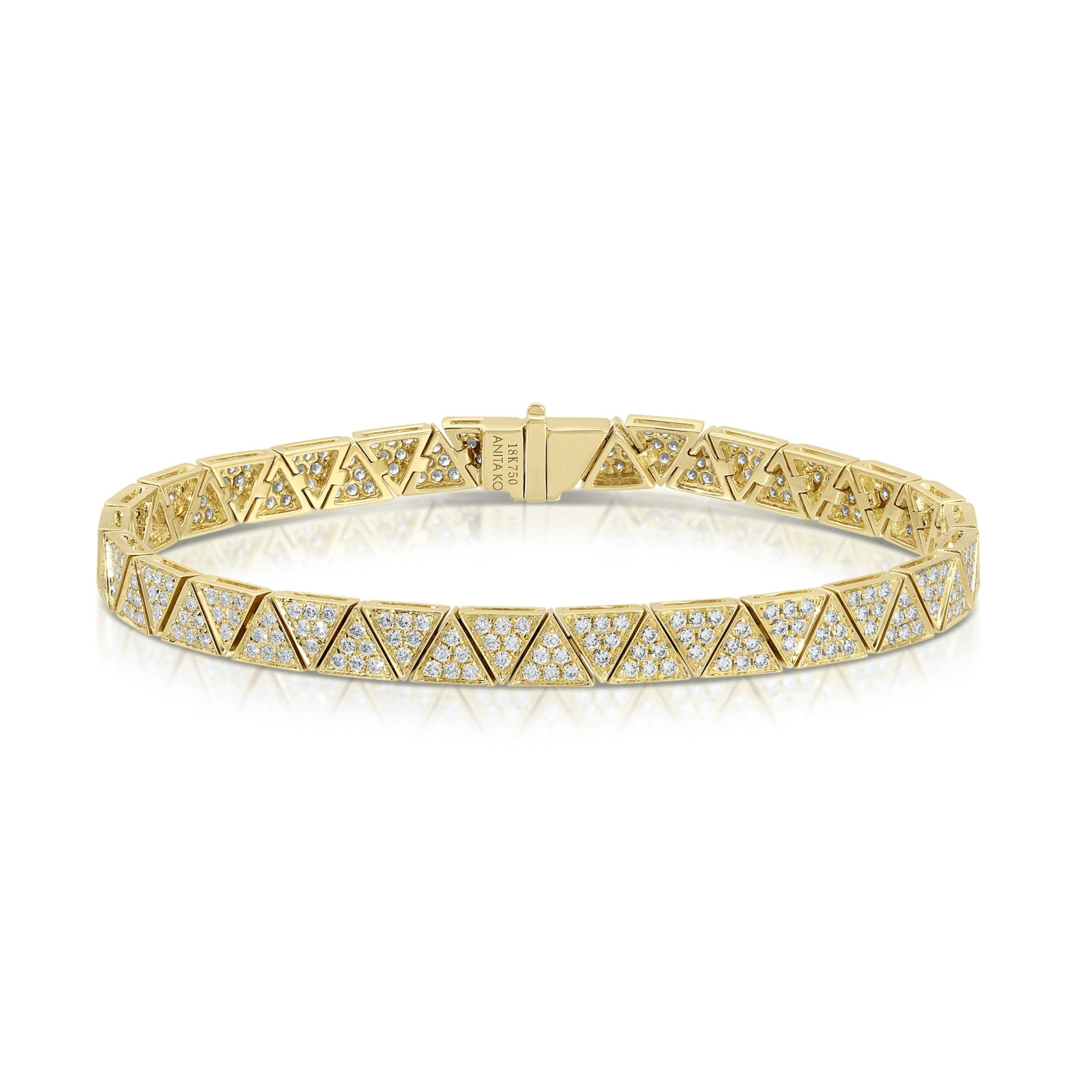 18k yellow gold thin diamond Cleo bracelet by Anita Ko Tiny Gods