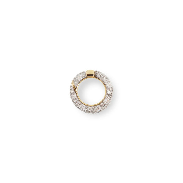 14k yellow gold modern finish white rhodium plated diamond connector bale by Lucy Delius Tiny Gods