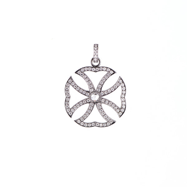 14k white gold diamond cross pendant by Sylva & Cie Tiny Gods