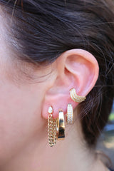 Cuban Link Loop Earring with Pear Diamond