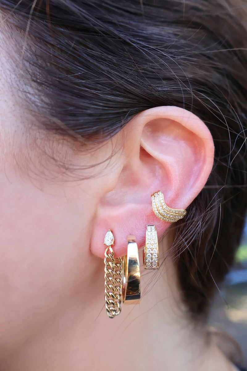 Cuban Link Loop Earring with Pear Diamond