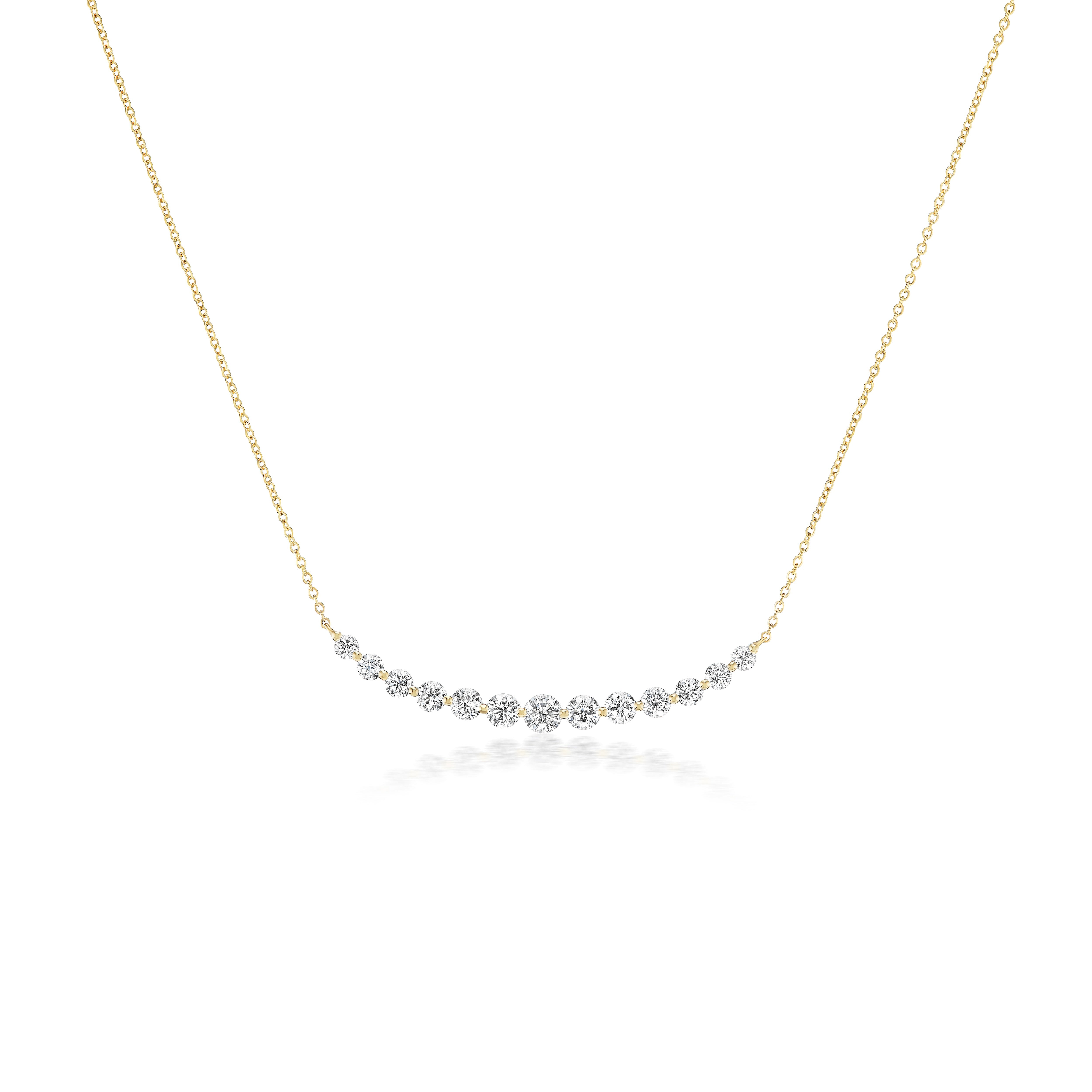 18k yellow gold diamond curve smile necklace pendant Tiny Gods 
