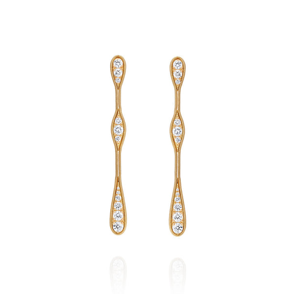 18k yellow gold diamond fluid gold drop earrings by Fernando Jorge Tiny Gods