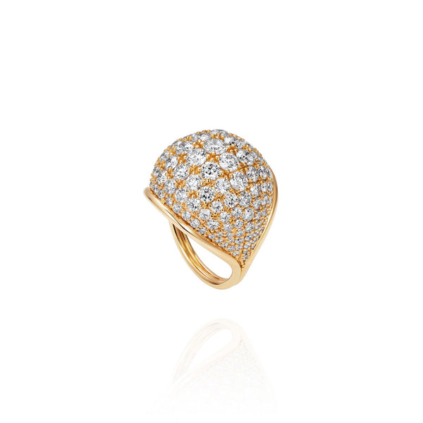 18k yellow gold diamond pave dome ring fluid by Fernando Jorge Tiny Gods