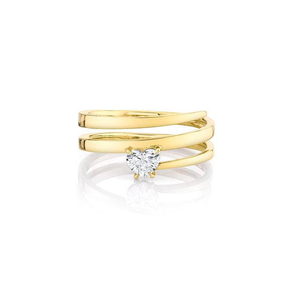 18k yellow gold diamond heart coil ring by Anita Ko Tiny Gods