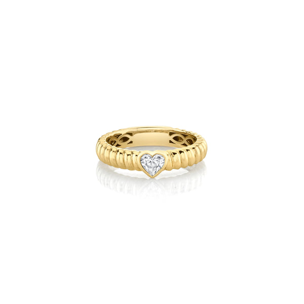 18k yellow gold diamond heart thin Zoe band ring by Anita Ko Tiny Gods