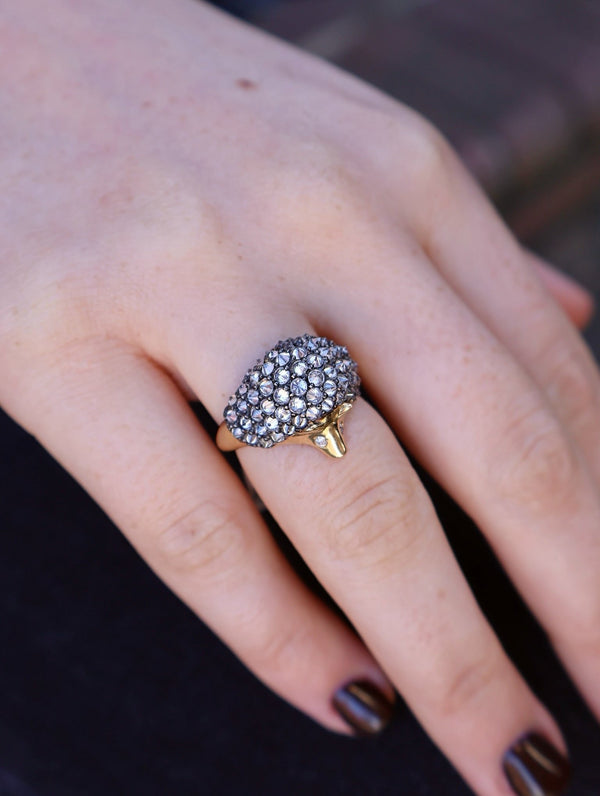 18k yellow gold inverted diamond hedgehog animal ring by Silvia Furmanovich Tiny Gods