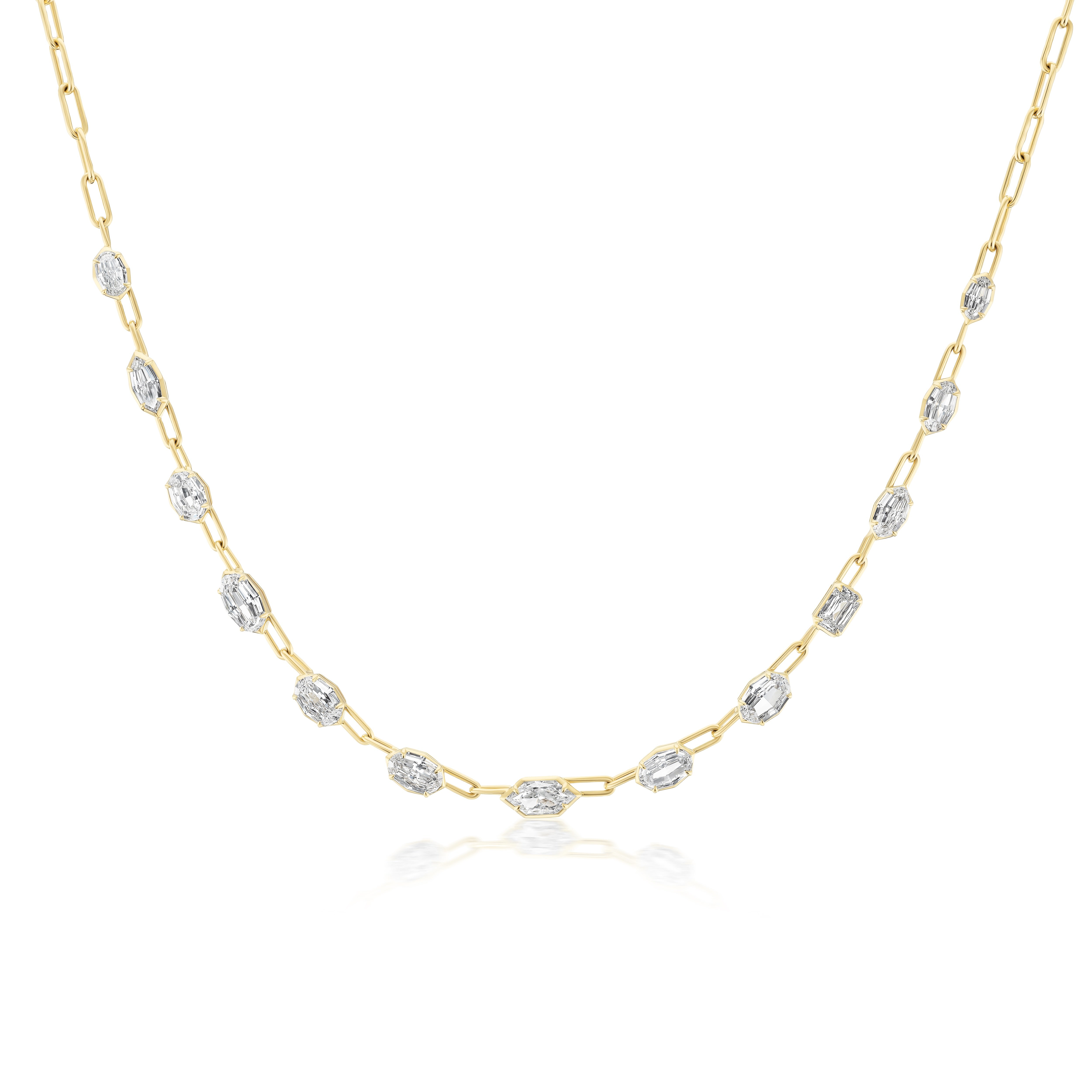 18KY Multi-Shape Diamond Oval Paperclip Necklace tiny gods 