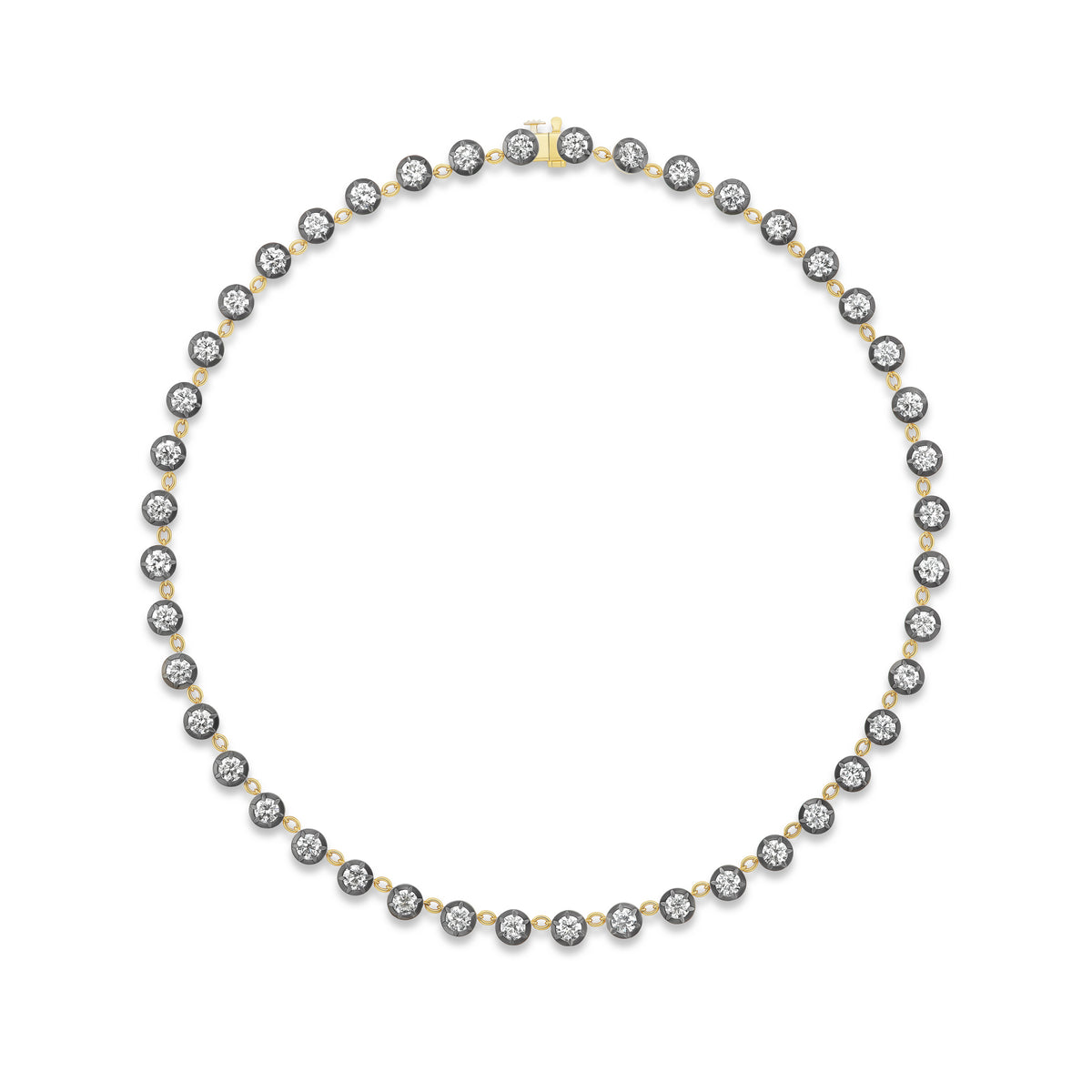 18k yellow gold oxidized diamonds riviera necklace by Tiny Gods