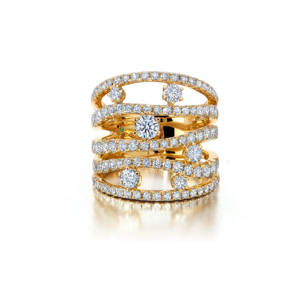 18k yellow gold diamond rio cage ring by Graziela Tiny Gods
