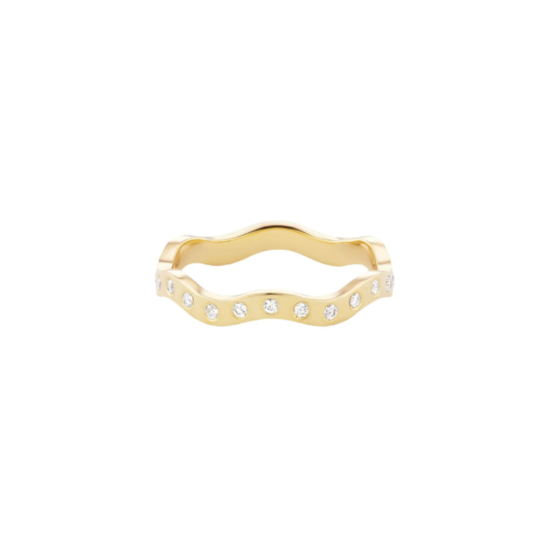 14k yellow gold diamond wave band III by Marlo Laz Tiny Gods