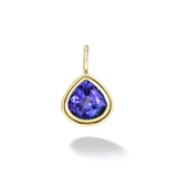 14k yellow gold pear double skin bezel charm tanzanite by Retrouvai Tiny Gods