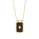 18k yellow gold ebony wood inlay pear diamond scapular pendant by MARIE LICHTENBERG Tiny Gods