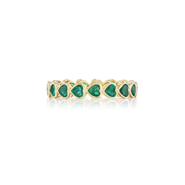 14k yellow gold emerald heart eternity band ring Tiny Gods