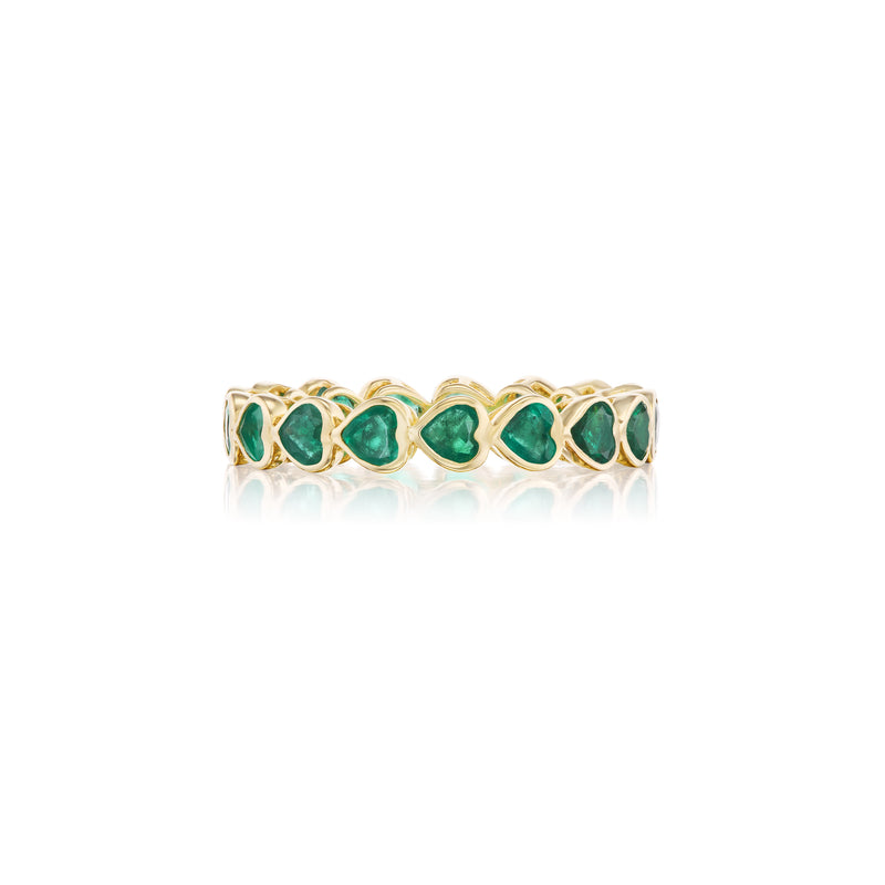 14k yellow gold emerald heart eternity band ring Tiny Gods