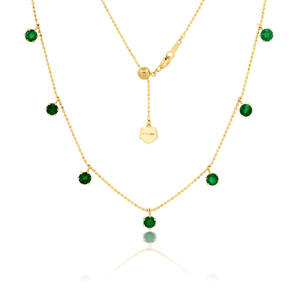18k yellow gold emerald floating necklace by Graziela Tiny Gods