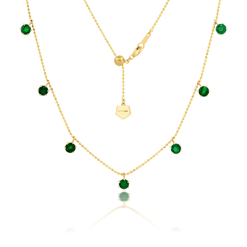 18k yellow gold emerald floating necklace by Graziela Tiny Gods