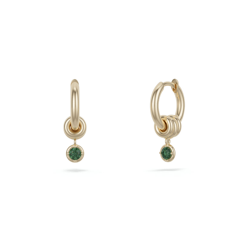 18k yellow gold emerald Zahra hoop earrings by Spinelli Kilcollin Tiny Gods