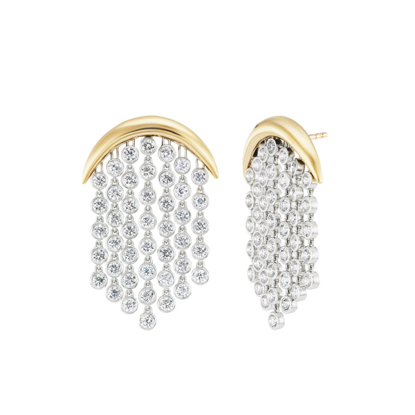 18k yellow and white gold diamond fringe earrings by Emily P. Wheeler Tiny Gods