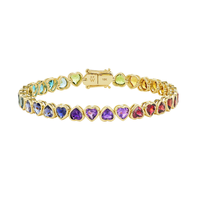 18k yellow gold semi precious i heart rainbows bracelet by Emily P. Wheeler Tiny Gods