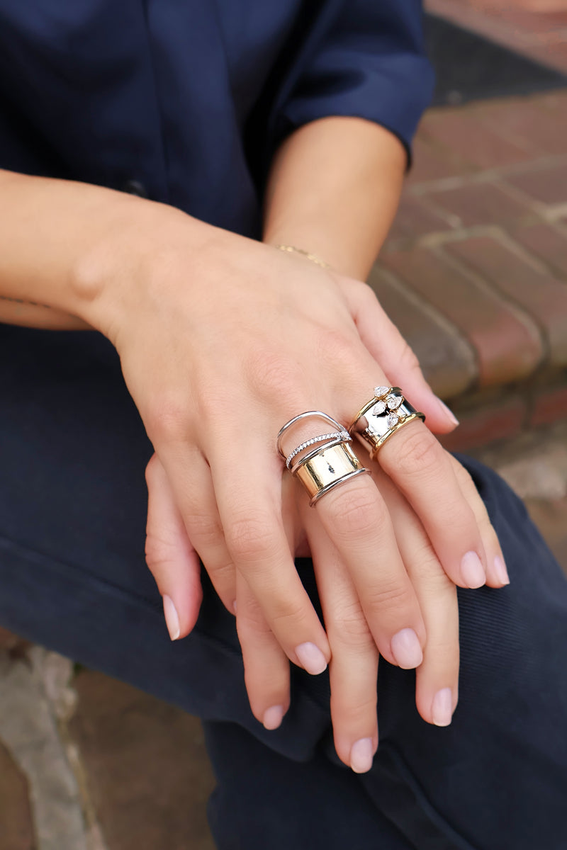 Yellow and white gold erin ring with diamonds by Rainbow K Tiny Gods