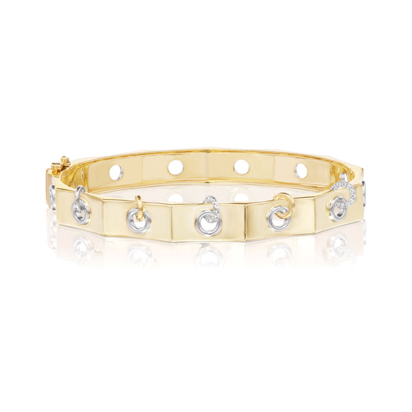 Yellow and white gold eyet bracelet with diamonds by rainbow K Tiny Gods
