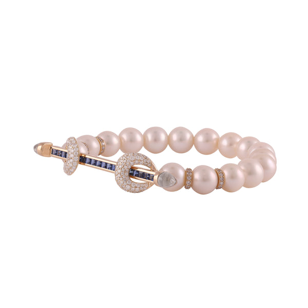 pearl and sapphire chakra bracelet Anayana tiny gods