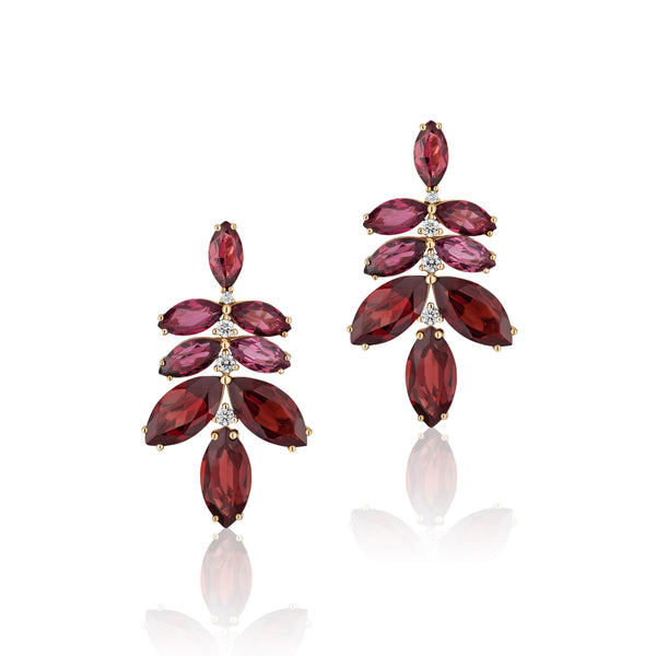 faceted marquise garnet earring with diamonds 18k yellow gold goshwara tiny gods