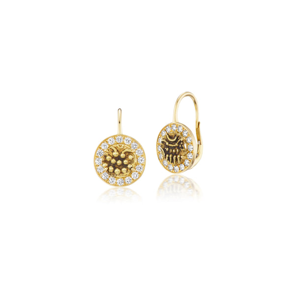 18k yellow gold diamond 18th century Indian coin diamond money in the fanem earrings by Francesca Villa Tiny Gods