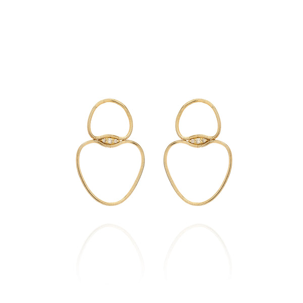 18k yellow gold fluid diamonds small chain earrings by Fernando Jorge Tiny Gods