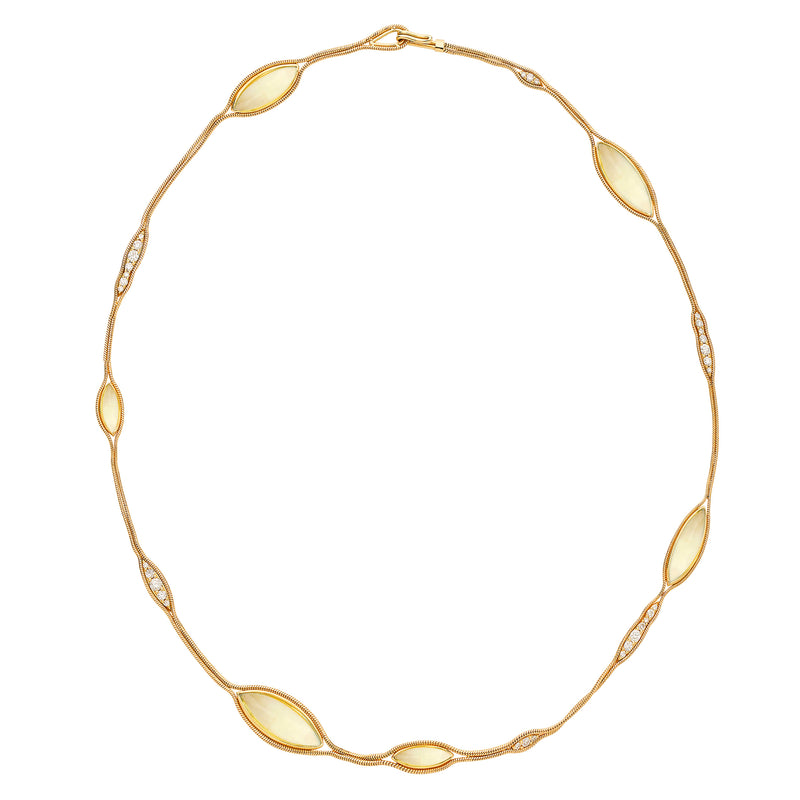 18k yellow gold fluid diamonds and lemon quartz necklace by Fernando Jorge Tiny Gods