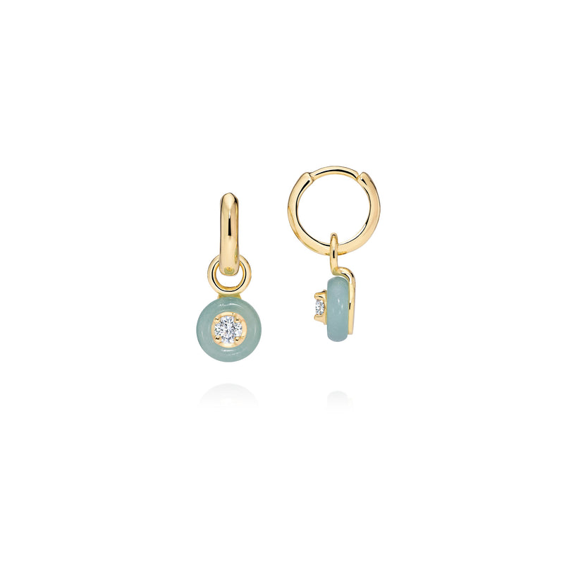 18k yellow gold amazonite and diamond frame hoop earrings