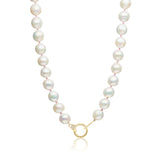 18k yellow gold 26" freashwater pearls with pink silk chord by Sorellina Tiny Gods
