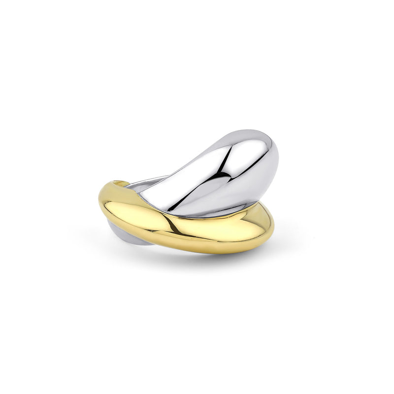 18k yellow gold and sterling silver geo ring by Kloto Tiny Gods