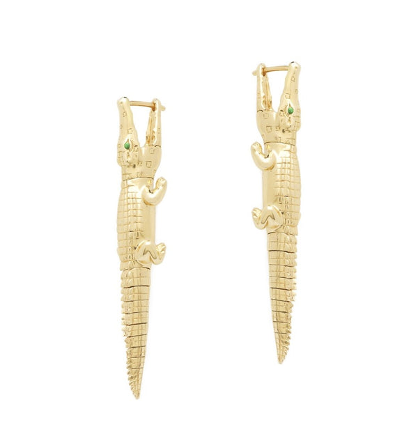 Gold Alligator Bite Earring & Pendant