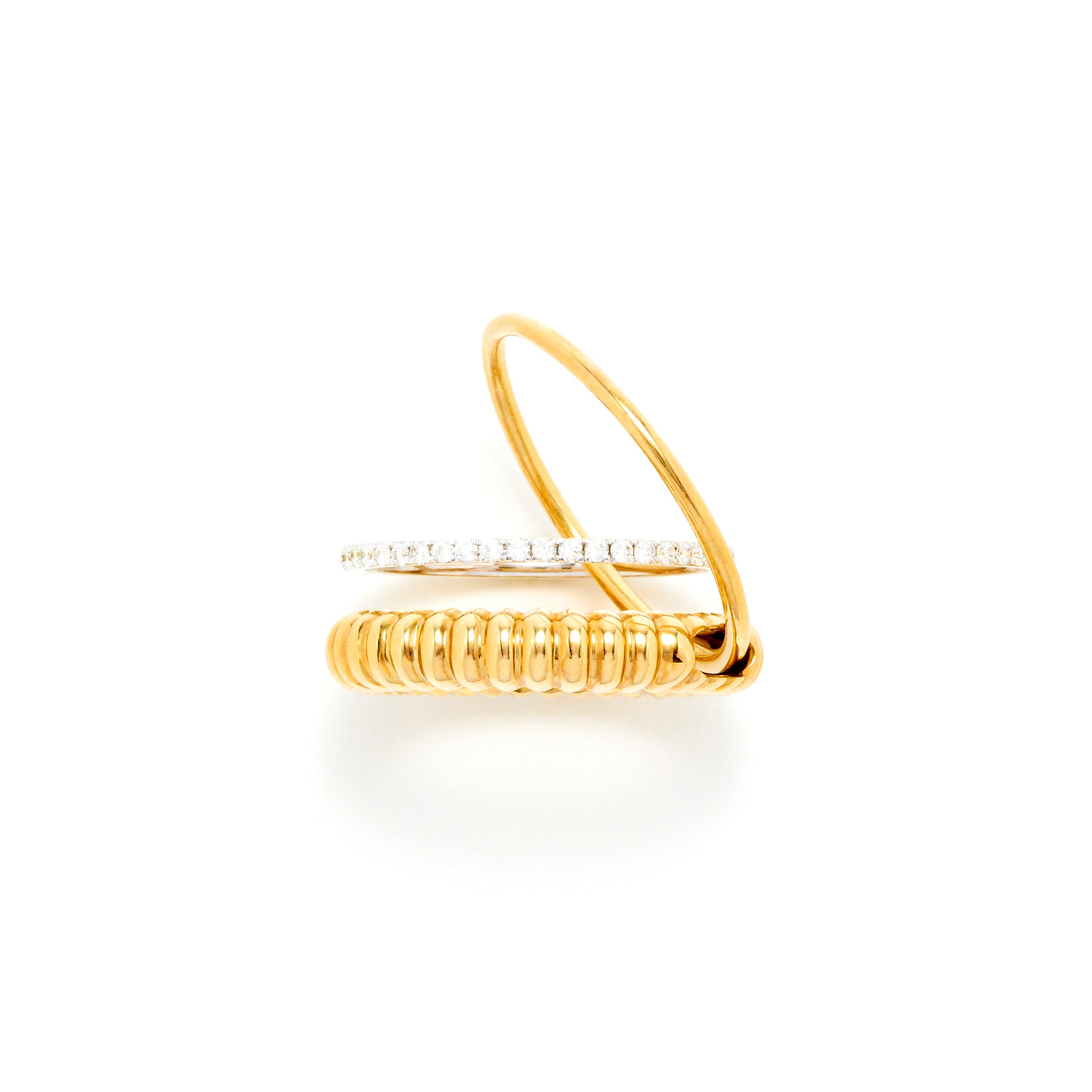 9k yellow gold berlingot triple connected band by Yvonne Leon Tiny Gods 