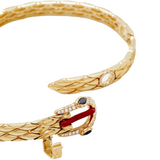 9k yellow gold snake python bracelet with red enamel by Yvonne Leon Tiny Gods