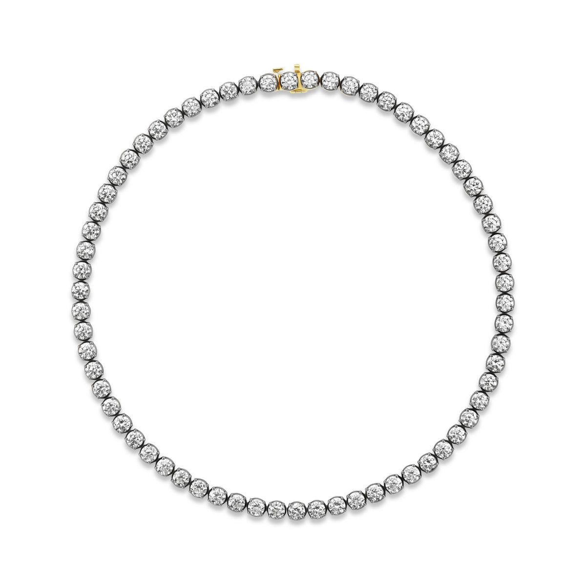 18k yellow gold black rhodium diamond tennis riviera necklace by Tiny Gods