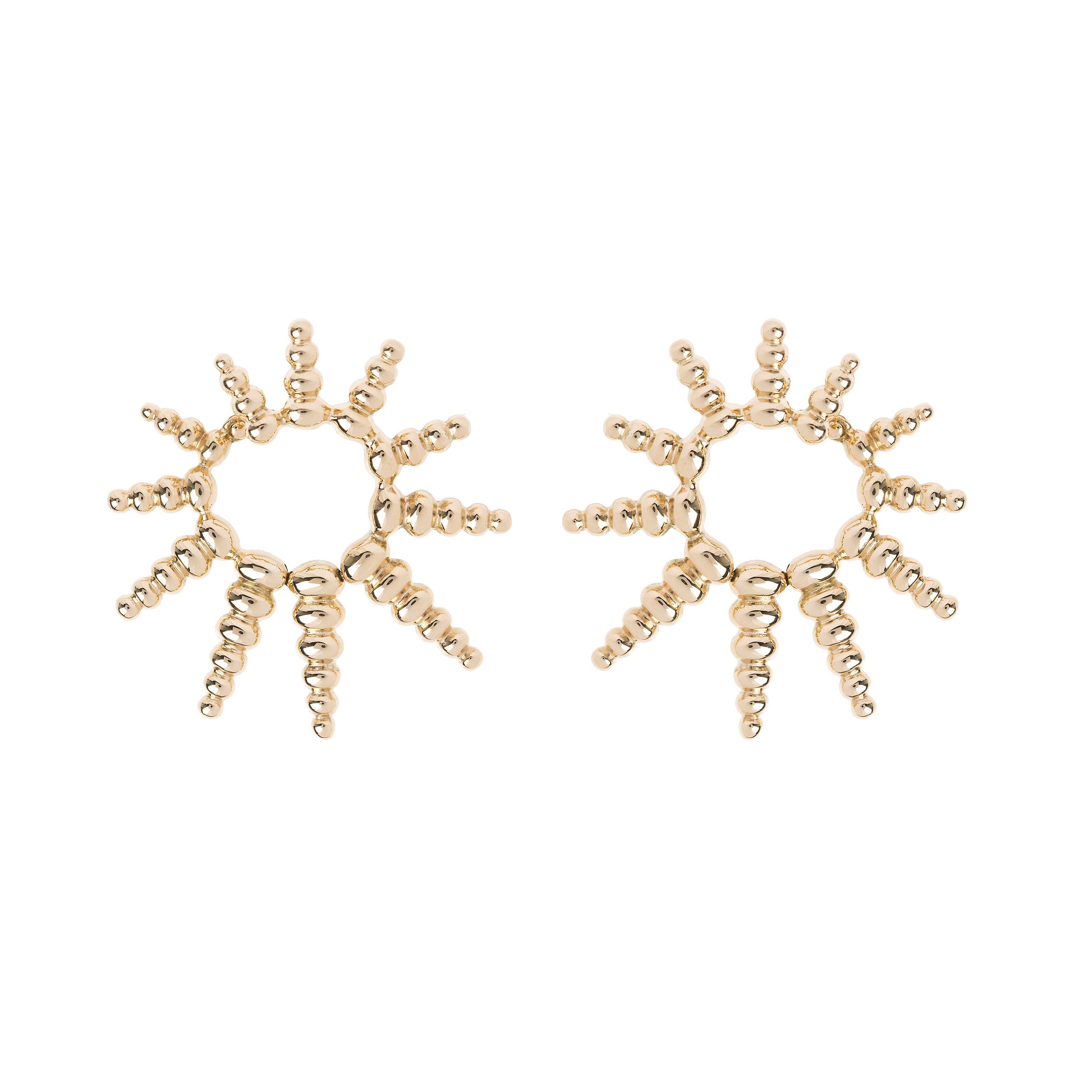 18k yellow gold sun spectrum earrings by Nikos Koulis Tiny Gods