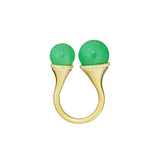 18k yellow gold double tip ring with green chrysoprase by Guita M Tiny Gods