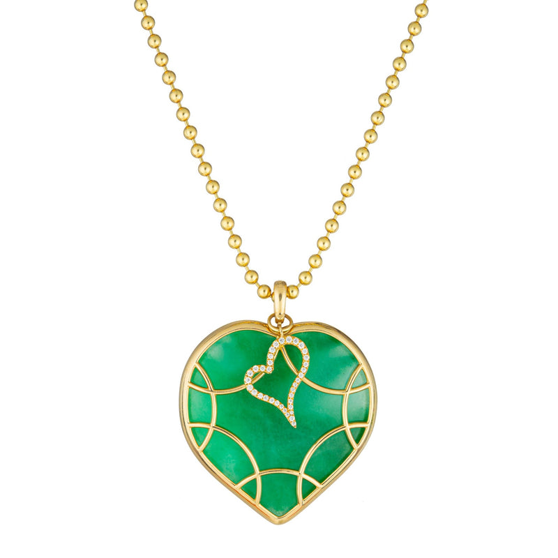 Green Colombian Emerald Heart Pendant