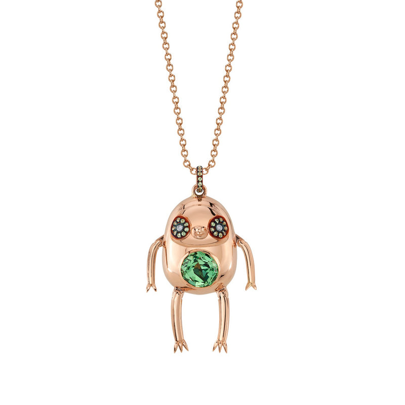 18k rose gold green garnet eden sloth pendant necklace by Daniela Villegas Tiny Gods