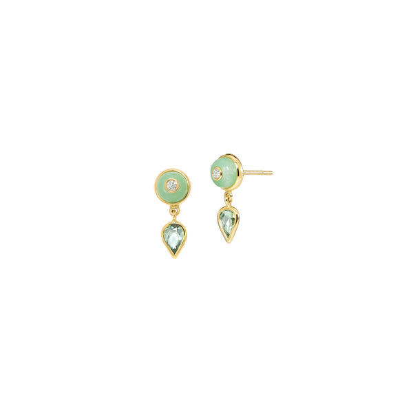 18k yellow gold green tourmaline and diamond uirapuru earring by Sauer tiny gods