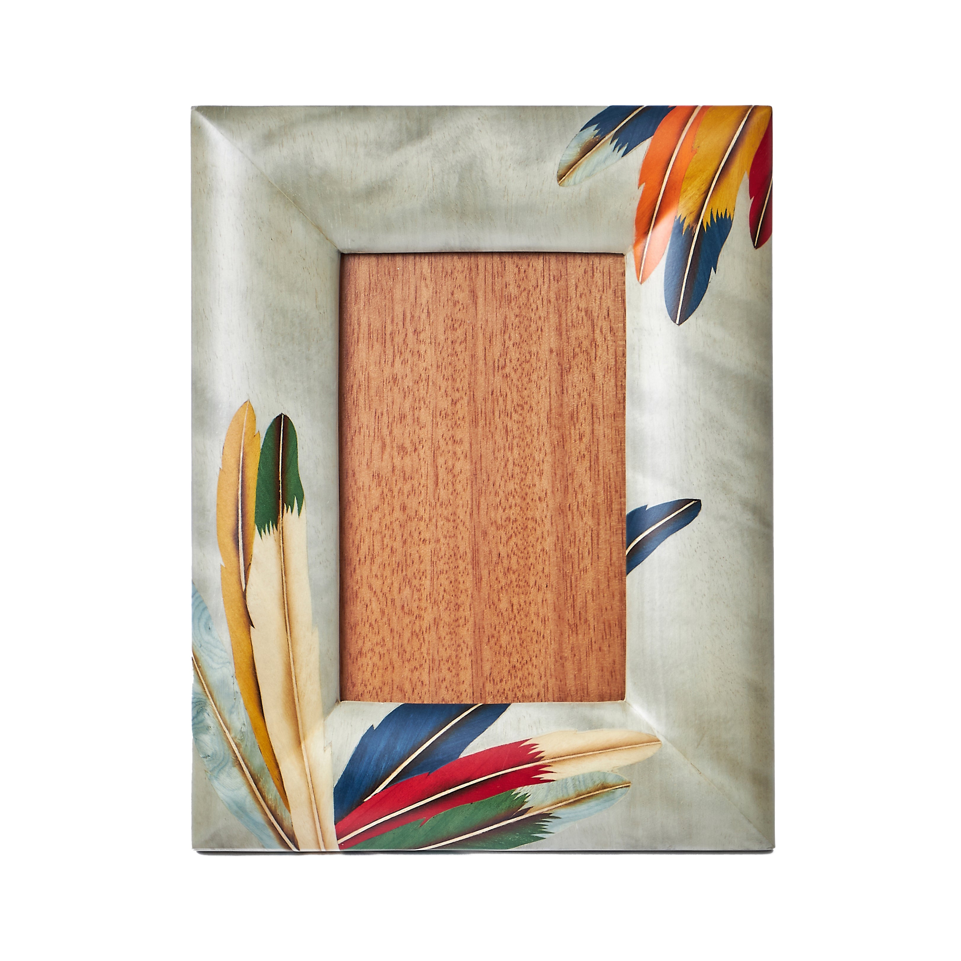 Grey feather marquetry picture frame by Silvia Furmanovich Tiny Gods 