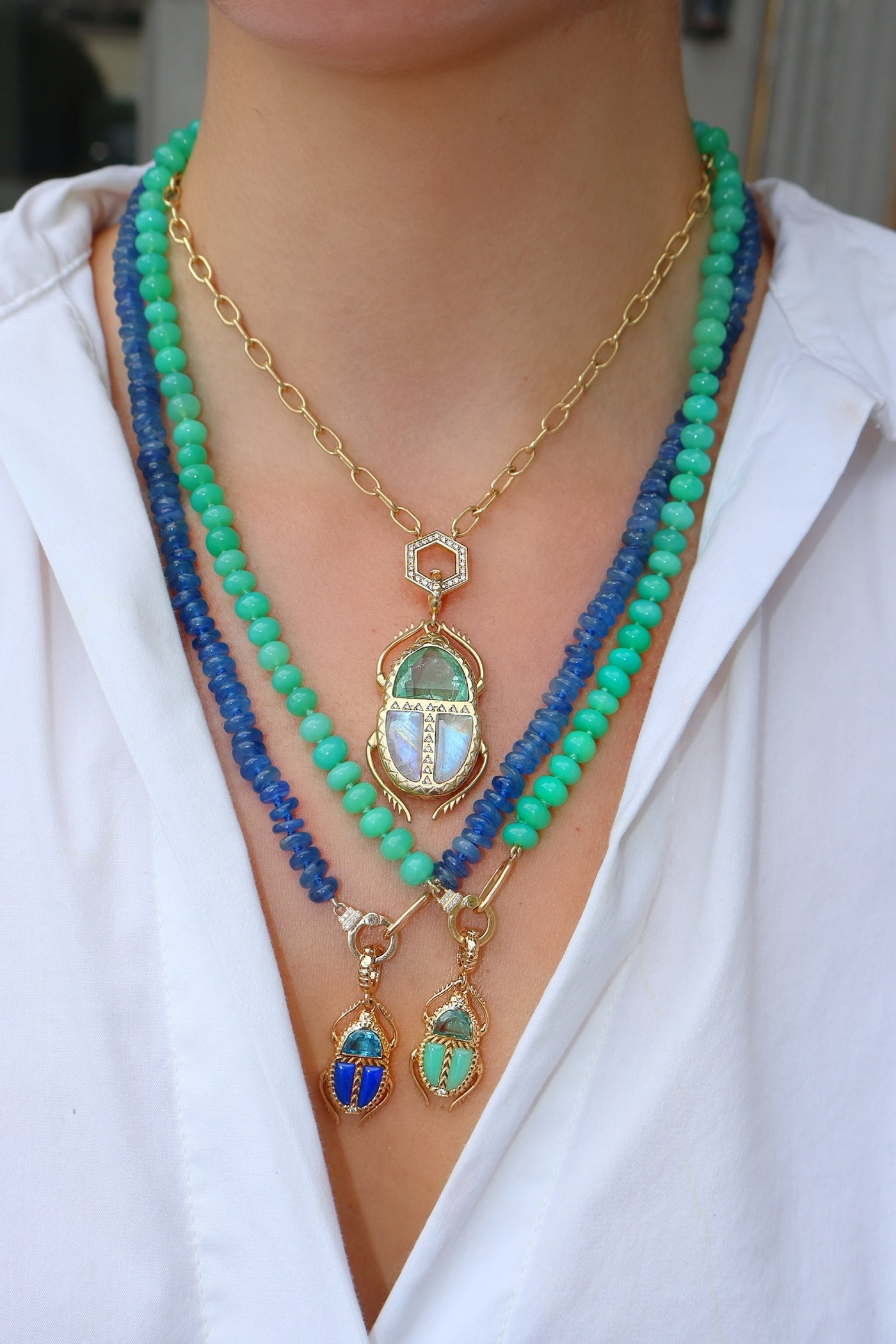 Mini Green Amethyst & Chrysoprase Scarab Pendant – TinyGods